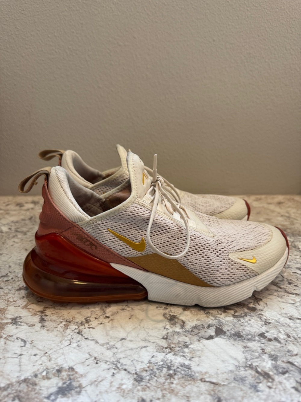 Nike Air Max 270 Sneakers in Cream, Gold & Rust